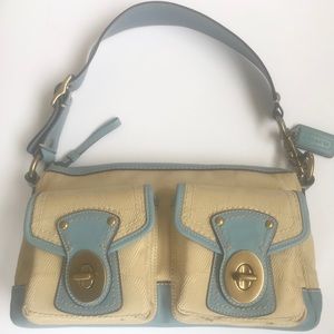 Coach Ivory and Blue Shoulder Bag